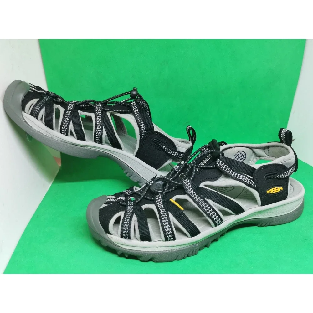 Keen Whisper Sport Sandals Womens Size 7.5 Water Trail Shoes Black Gray Hiking